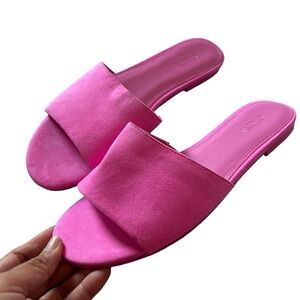 J. Crew Womens Pink Suede Slip On sandals sz 8